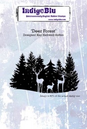 Deer Forest A6 Red Rubber Stamp by Kay Halliwell-Sutton